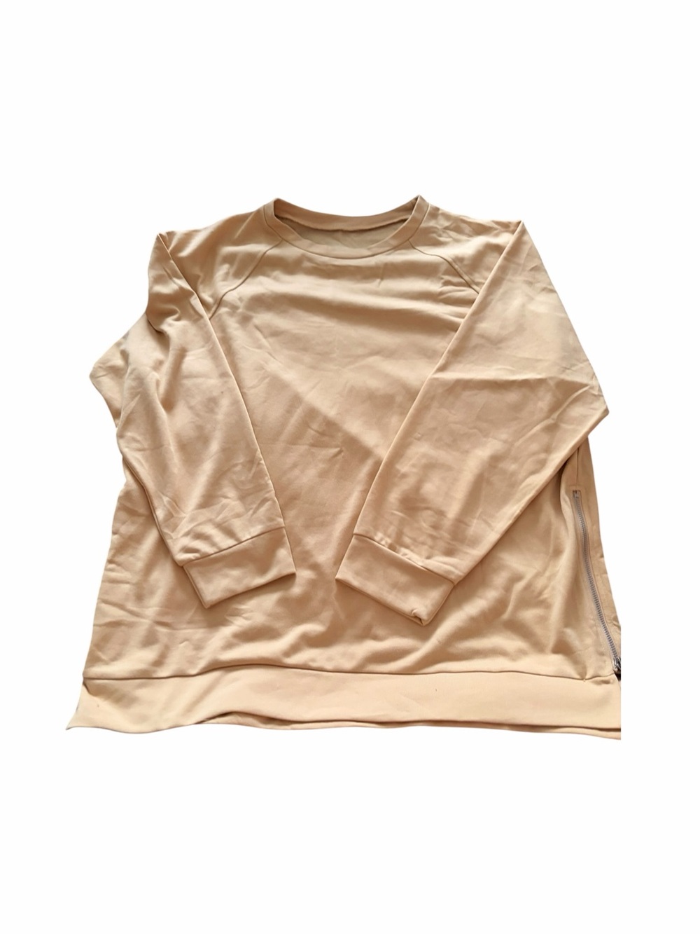 NWT Womens Beige Sweatshirt with Zippers, XXL
